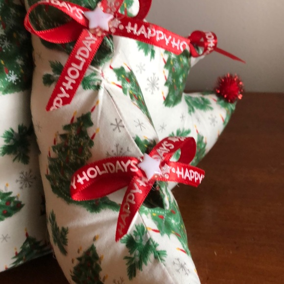 Handmade Fabric Holiday Tree White Green 12” - Picture 6 of 8